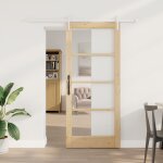 Set de porte coulissante vidaxl avec quincaillerie 78x202 cm en bois massif de pin, porte int�rieure ...