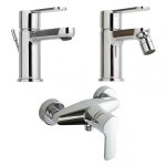 Set de robinetterie lavabo, bidet, groupe externe de douche en laiton chrome nora