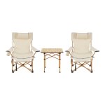 Set de table et 2 chaises pliantes beige effet bois helloshop26 03 0010691