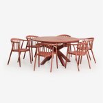 Set de table extensible 145 - 200x145 cm en aluminium barces et 6 chaises de jardin empilables avec accoudoirs ...