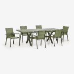 Set de table de jardin rectangulaire extensible 180 - 240x90 cm et 6 chaises de jardin empilables avec ...