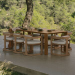 Set de table rectangulaire 220 x 100 cm kandroa et 8 chaises de jardin en bois d'eucalyptus selira acacia ...