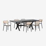 Set de table rectangulaire extensible 180 - 240x90 cm en aluminium karena et 6 chaises de jardin empilables ...