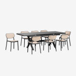 Set de table rectangulaire extensible 180 - 240x90 cm en aluminium karena et 8 chaises de jardin empilables ...