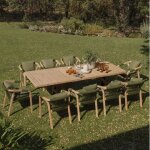 Set de table rectangulaire extensible 200 - 260 - 320x100 cm et 10 chaises de jardin avec accoudoirs ...