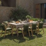 Set de table rectangulaire extensible 200 - 260 - 320x100 cm et 8 chaises de jardin avec accoudoirs en ...