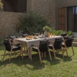 Set de table rectangulaire extensible 200 - 260 - 320x100 cm et 8 chaises de jardin avec accoudoirs en ...