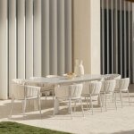 Set de table rectangulaire extensible 220 - 280x100 cm en c�ramique zinti et 10 chaises de jardin en ...