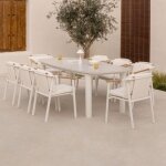 Set de table rectangulaire extensible 220 - 280x100 cm en c�ramique zinti et 8 chaises de jardin en aluminium ...