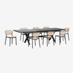 Set de table rectangulaire extensible 240 - 300x100 cm en aluminium karena et 8 chaises de jardin empilables ...