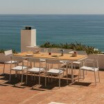 Set de table rectangulaire extensible 240 - 300x100 cm en aluminium mareiran et 8 chaises de jardin empilables ...