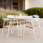 Set de table ronde Ø100 cm en aluminium valerie et 4 chaises de jardin empilables avec accoudoirs en ...