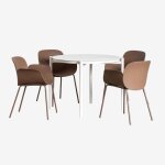 Set de table ronde Ø110 cm en aluminium elton et 4 chaises de jardin en polypropyl�ne et acier lynette ...