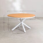 Set de table ronde �140 cm en bois d'eucalyptus et 6 chaises de jardin empilables en aluminium archer ...