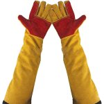Shiba - gants de soudage en cuir de vache pour barbecue, camping, cuisson au four, four, grill, chemine ...