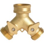 Shiba - laiton 2 voies robinet jardin connector, 3 / 4 pouces y - distributeur tap avec individuelles ...