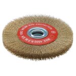 Sidamo - brosse circulaire pour touret d. 150x25x32mm fils ondulés acier laitonné Sidamo - brosse circulaire pour touret d. 150x25x32mm fils ondulés acier laitonné