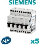 Siemens - lot de 5 disjoncteurs �lectriques phase + neutre 10a