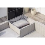 Silang gris clair : salon de jardin en rsine tresse 4 personnes avec coffre intgr