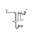 Siphon d'evier de cuisine 3 bacs a faible encombrement space 3