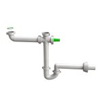 Siphon d'evier double entree avec vidange laterale de l'appareil space cross 2