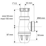 Siphon �vier plastique avec joint int�gr� 40 40x49 noyon & thiebault