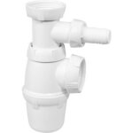 Siphon r�glable blanc 40mm avec raccord pour lave - vaisselle ou machine � laver wirquin