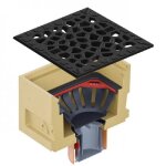 Siphon de sol bas avec garde d'eau inox et panier � d�ch�ts europoint aco