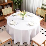 Sjzg - nappe blanche, lavable, ronde, diamètre : 305 cm, en polyester, résistante aux rayures et anti ... Sjzg - nappe blanche, lavable, ronde, diamètre : 305 cm, en polyester, résistante aux rayures et anti ...