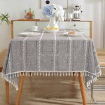 Sjzg - nappes boho pour la ferme d�cor, nappe de table carr� 100x160cm, nappe polyester linen touch tress�e ...