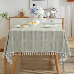 Sjzg - nappes boho pour la ferme d�cor, nappe de table carr� 140x180cm, nappe polyester linen touch tress�e ...