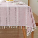 Sjzg - nappes boho pour la ferme d�cor, nappe de table carr� 90x90cm, nappe polyester linen touch tress�e ...