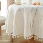 Sjzg - nappes boho pour la ferme décor, nappe de table ronde 140cm, nappe polyester linen touch tressée ... Sjzg - nappes boho pour la ferme décor, nappe de table ronde 140cm, nappe polyester linen touch tressée ...
