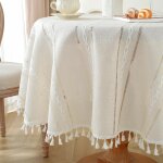 Sjzg - nappes boho pour la ferme décor, nappe de table ronde 140cm, nappe polyester linen touch tressée ... Sjzg - nappes boho pour la ferme décor, nappe de table ronde 140cm, nappe polyester linen touch tressée ...