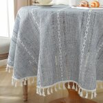 Sjzg - nappes boho pour la ferme décor, nappe de table ronde 140cm, nappe polyester linen touch tressée ... Sjzg - nappes boho pour la ferme décor, nappe de table ronde 140cm, nappe polyester linen touch tressée ...