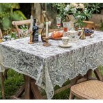 Sjzg - nappe en dentelle blanche de style vintage - couleur unie - rond ou rectangulaire - convient pour ...