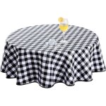 Sjzg - nappe exterieur 100% impermeable jardin ronde 100cm toile cir�e carreaux noir et blanc, el�gante ...
