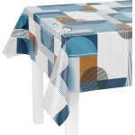 Sjzg - nappe lavable au mètre - 220 x 140 cm (bord coupé) - motif cercles et carreaux bleus - imperméable ... Sjzg - nappe lavable au mètre - 220 x 140 cm (bord coupé) - motif cercles et carreaux bleus - imperméable ...