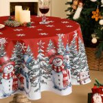 Sjzg - nappes noel ronde 180 cm rouge nappe de noël anti tache avec elégant bonhomme de neige blanc flocon ... Sjzg - nappes noel ronde 180 cm rouge nappe de noël anti tache avec elégant bonhomme de neige blanc flocon ...