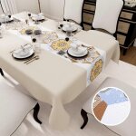 Sjzg - nappe rectangulaire, 140 x 240 cm, bohme crme, impermable, nappe pour l'intrieur et l'extrieur, ...