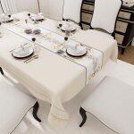 Sjzg - nappe rectangulaire, 140 x 280 cm, artchic crme, impermable, nappe pour l'intrieur et l'extrieur, ...