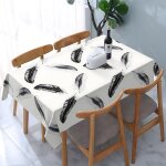 Sjzg - nappe rectangulaire 60x84in(150x210cm) lavable, nappe de jardin avec plumes noires motif, dcoration ...