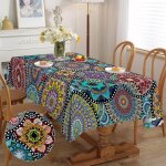 Sjzg - nappe rectangulaire anti - tache boho 140x180 - enduite, impermable en polyester pour table extrieure ...
