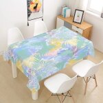 Sjzg - nappe rectangulaire impermable, 3d plantes tropicales imprim anti tache lavable nappes entretien ...