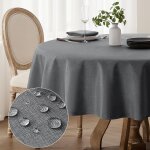 Sjzg - nappe ronde 120 cm de diamtre anti tache noel nappe extrieurs impermeable jardin nappe en lin ...