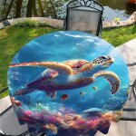 Sjzg - nappe ronde 60 â¿150x150cmâ¿ lavable, nappe de jardin avec tortues de mer dans l`eau motif, décoration ... Sjzg - nappe ronde 60 â¿150x150cmâ¿ lavable, nappe de jardin avec tortues de mer dans l`eau motif, décoration ...