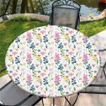 Sjzg - nappe ronde d'ext�rieur avec elastique 36in(90cm) - nappe de jardin elastique motif fleurs roses ...