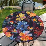 Sjzg - nappe ronde d'ext�rieur avec elastique Ø 44 (110cm) - nappe de jardin elastique motif fleurs ...