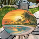 Sjzg - nappe ronde d'extérieur avec elastique 44in(110cm) - nappe de jardin elastique motif coucher de ... Sjzg - nappe ronde d'extérieur avec elastique 44in(110cm) - nappe de jardin elastique motif coucher de ...