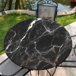 Sjzg - nappe ronde d'extérieur avec elastique 44in(110cm) - nappe de jardin elastique motif marbre noir ... Sjzg - nappe ronde d'extérieur avec elastique 44in(110cm) - nappe de jardin elastique motif marbre noir ...
